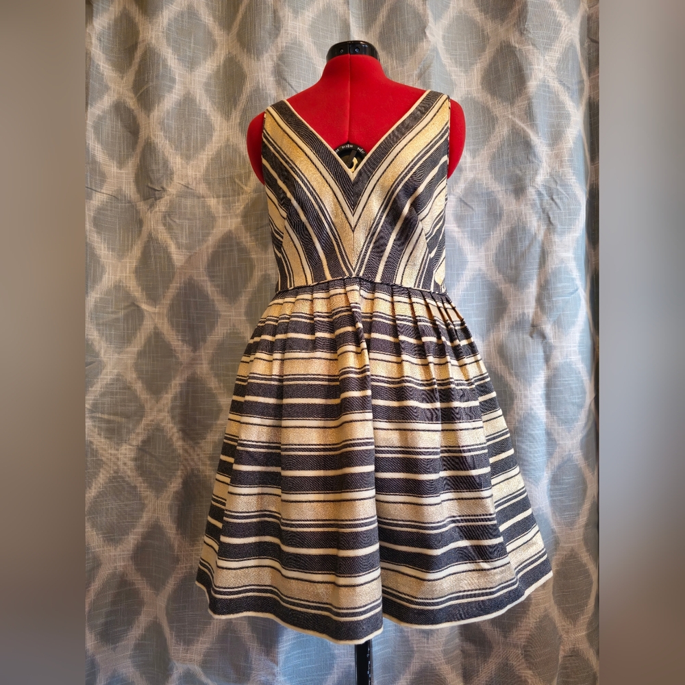 J. Crew Striped Black and Cream Mini Dress